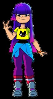 Miko Kubota o Me_K,O! de la serie Glitch Techs CON EXPRESIÓN FACIAL EN BOCA