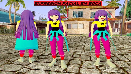 Miko Kubota o Me_K,O! de la serie Glitch Techs CON EXPRESIÓN FACIAL EN BOCA