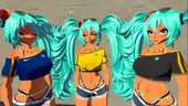 Hatsune Miku Brasileña o Brazilian Miku CON EXPRESIONES FACIALES EN BOCA Y CEJAS con Variantes 4 camisetas y sin camiseta