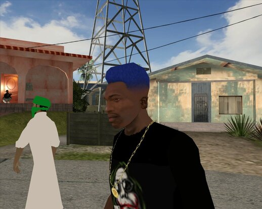 Blue High Afro Haircut For GTA SA