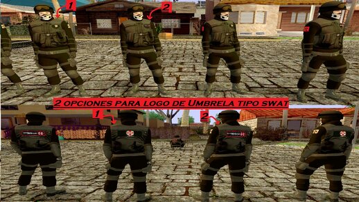 Pack de Soldados tipo Swat y Marine de la Corporación Umbrella tipo GTA 5 MORENO CON 2 TIPOS DE ROSTROS Y BLANCO CON 3 TIPOS DE ROSTROS Y TIPOS DE CHALECO NORMAL Y CAMUFLADO 