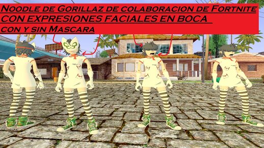 Noodle de Gorillaz de colaboración de Fortnite CON ESPRESIONES FACIALES EN BOCA con y sin Mascara