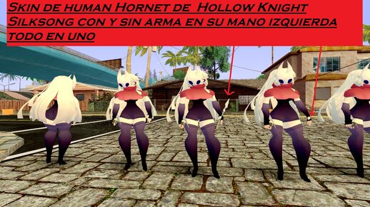 Human Hornet de  Hollow Knight Silksong con y sin arma en su mano izquierda todo en uno